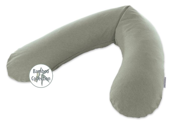 Das Original Theraline Schwangerschafts- und Stillkissen | Bamboo Collection | 157 Melange grün-grau