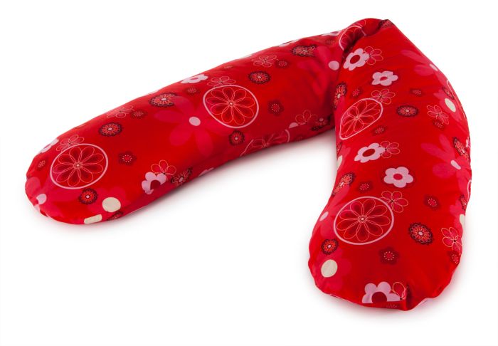Das Original Theraline Schwangerschafts- und Stillkissen | reine Baumwolle | 88 Retroblume rot