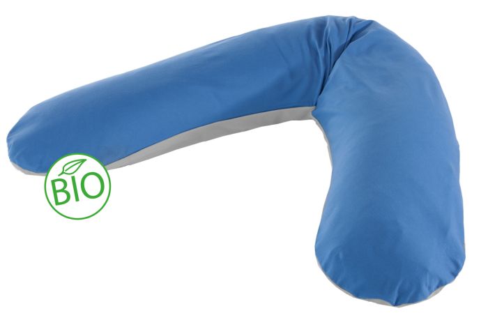 Das Original Theraline Schwangerschafts- und Stillkissen | Bio-Jersey | 95 Grau/Mittelblau