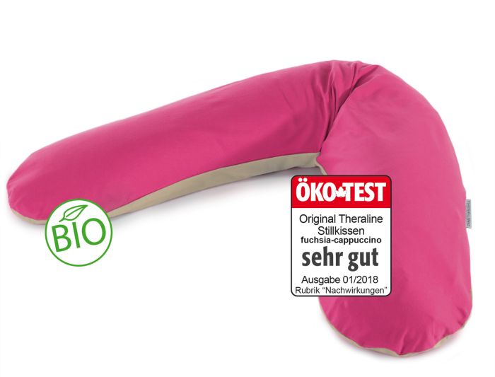 Das Original Theraline Schwangerschafts- und Stillkissen | Bio-Jersey | 98 Cappuccino/Fuchsia
